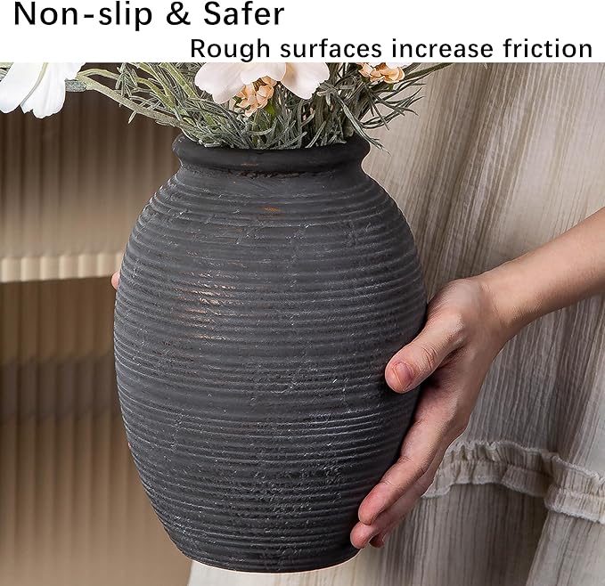 Ceramic Vase, Porcelain Flower Vases, 8 Inch Pottery Bud Vase, Terracotta Vase for Home Decor, Vintage Decorative Farmhouse Vase for Home Decor, Living Room, Shelf Decor, Farmhouse, Table, Lyeec