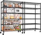 PrimeZone 2 Pack 6 Tier Wire Shelving with Wheels,Metal Shelf Heavy Duty Adjustable Kitchen Storage Shelves Unit,Pantry Organizer Rack Rolling for Garage Closet Laundry 36''W x 18''D x 78''H