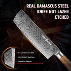 Kitory Damascus Nakiri Knife, 7" Ultra Sharp Kitchen knife - High Carbon 73-Layer 10Cr15CoMoV Stainless Steel - with White Shadow Wood Handle, for Kitchen and Restaurant, 2025 Gift