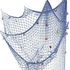 Rosoz Nautical Decorative Fishing Net, Sea Theme Fish Net Decor for Party/Wall Decoration Background,Blue,79inch x 59inch