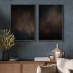 SIGNFORD Framed Canvas Print Wall Art Set Moody Dark Abstract Earth Tones Illustration Modern Art Decorative Nordic Nature for Living Room, Bedroom, Office - 16"x24"x2 Black
