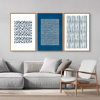 Tinonedraw Navy Blue and White Framed Canvas Wall Art Set, Minimalist Geometric Wall Decor, Neutral Abstract Artwork, Cozy Contemporary Art Prints for Bedroom Living Room Office Above Bed 24"x36"x3