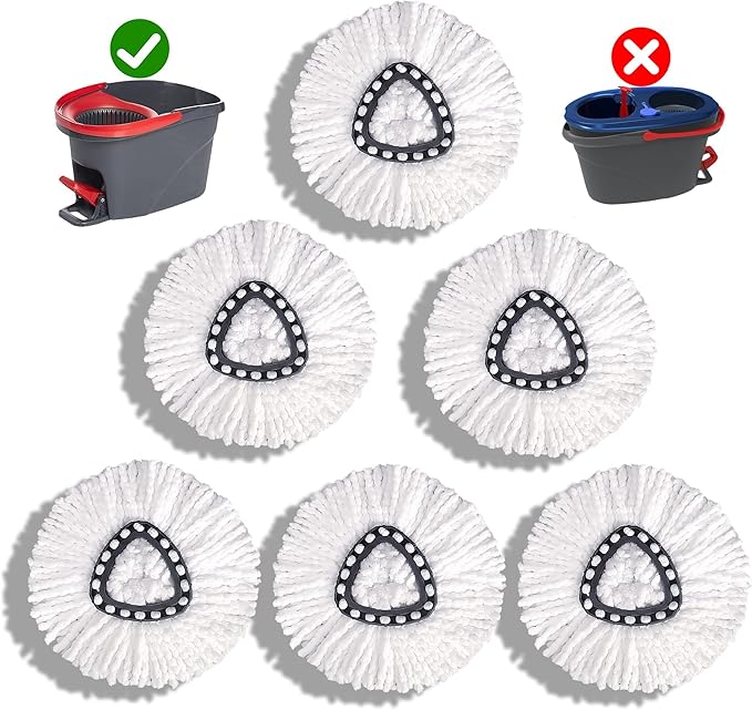 Mop Head Replacement - Spin Mop Replacement Head - Microfiber Easywring Mop Heads for O-Cedar, [6 Pack] Easy to Install and Easy-to-Replace, Machine Washable Mop Refill