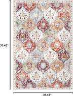 Lahome Moroccan Machine Washable Rugs for Living Room, 4x6 Rug for Bedroom Non-Slip Vintage Trellis Ultra-Thin Throw Carpet for Dining Room Office Nursery, Orange/Terracotta