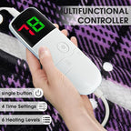 Heated Electric Blanket Queen Size, 84X90 Heating Blanket Queen with Dual Control&10 Heats Levels&Timer for Bed,Purple Plaid Sherpa Soft Blankets Warmer Gift for Grandma Women Adults, Washable,ETL