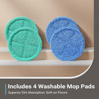 iDOO Electric Mop, Floor Scrubber Electric Spin with LED Headlight, Rechargeable Dust Cordless Dual-Motor, Spray Mop for Hardwood Floor, Clean up to 2350 ft², 46dB Quiet, Gray-4 Pads