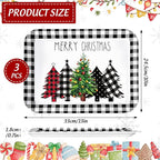 3Pcs Christmas Serving Trays Black and White Plaid Xmas Tree Platter Rustic Serving Dishes for Holiday Party Sharing Snacks Fruit Dessert Candy