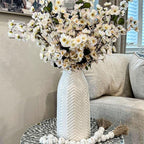 hjn White Vase for Flowers Ceramic Vase for Decor, Modern Decorative Tall Vases for Your Kitchen/Office/Living Room/Bookshelf/Mantel - White Texture(Medium