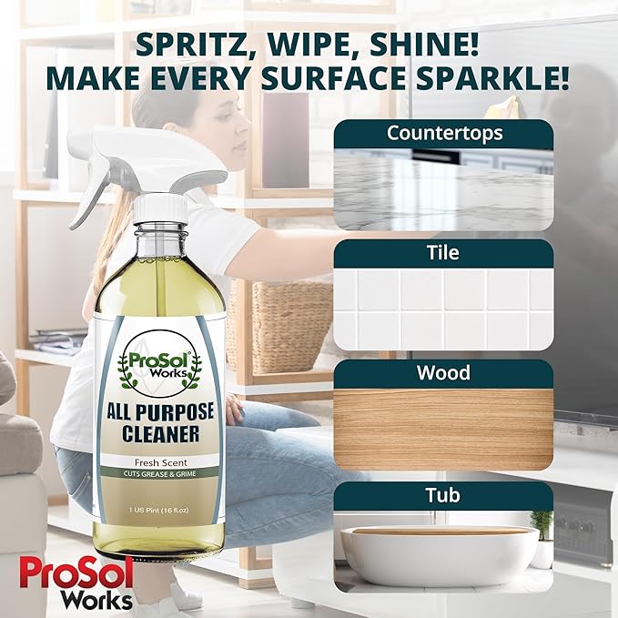 All Purpose Cleaner Cleaning Spray 16 oz - Multi Surface Cleaner Use to Clean Counters, Wood, Stone, Tile, Fabric, Tub & Appliances Revealing Natural Shine & Refreshing Scent