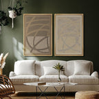 SIGNFORD Framed Canvas Print Wall Art Set Geometric Dot Patterns Earthy Beige and Brown Contrast Illustration Modern Art Decorative Nordic Nature for Living Room, Bedroom, Office - 24"x36"x2 Natural