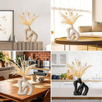 White Flower Vase Set - 2 Pack Minimalist Decor Ceramic Vase, Irregular Ceramic Modern Style Farmhouse for Kitchen Dining Table, Living Rooms, Bedrooms, Offices Decor (White)