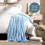 Bare Home Fleece Blanket - Throw/Travel - Ultra-Soft Lightweight for Bed, Sofa, and Couch - Luxury Microplush - Cozy Warm Blanket (Throw/Travel, Light Blue)