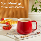 Teocera 16oz Ceramic Coffee Mugs Set of 4 – Stackable Latte Cups, Microwave, Dishwasher & Oven Safe – Ideal for Coffee, Cappuccino, Hot Chocolate, Housewarming Gifts, Red