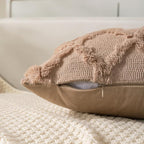 Set of 2 Soft Moroccan Throw Pillow Covers 12x20 Inch Plush Boho Decorative Pillow Cover Accent Cushion Case for Couch Sofa Bed, Light Brown