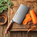 HEZHEN Cleaver Knife 7.1 inch, German 1.4116 Steel & Ergonomic Red Wood Handle, Sharp Meat Cleaver for Meat Cutting Vegetable Slicing