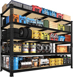 PrimeZone 60" W X 24" D X 72" H Heavy Duty Garage Storage Shelves - Adjustable Metal Shelving Unit, 5 Tier Industrial Shelves for Storage Standing Utility Rack for Warehouse, Pantry, Basement, Black