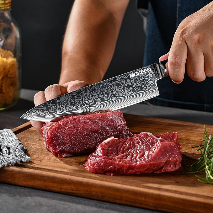 Chef Knife 8 Inch, Professional Kitchen Knife 67 Layers VG10 Damascus Cutting Knife Chopping for Home Kitchen Wood Handle, Full Tang, Gift Box