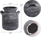 Quoowiit Ceramic Rustic Farmhouse Vase, Distressed Decorative Flower Vases for Home Decor, Ideal Shelf Decor, Black Boho Vase for Living Room Bedroom Kitchen Office Centerpiece Table Decorations