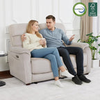 MCombo Zero Wall Recliner Loveseat, Power Recliner Loveseat with Adjustable Headrest, USB A & C Charge Ports, Wood Legs, for Living Room, RVs, Small Spaces (Fabric, ST258M1, Beige)
