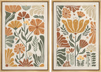 SIGNFORD Framed Canvas Print Wall Art Set Vintage Flower in Pastel Illustration Modern Art Decorative Nordic Nature for Living Room, Bedroom, Office - 24"x36"x2 Natural