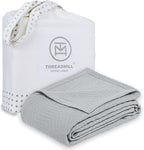 Threadmill Luxury Cotton Blankets for King Size Bed | All-Season Cozy 100% Cotton Blanket | Aster Jacquard Soft & Lightweight Coverlet fits California King Size Bed, 104x92 | Scottish Grey