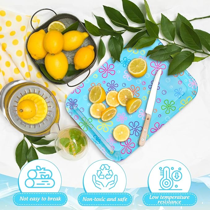 3Pcs Cartoon Sponge Serving Trays Under the Sea Flower Bubble Reusable Serving Dishes for Ocean Birthday Party Sharing Snacks Fruit Dessert, 13 x 10 Inch
