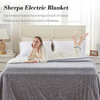 Westinghouse King Size Heated Blanket, Soft Flannel to Sherpa Reversible Electric Blanket King Size with 10 Heating Levels & 1-12 Hours Auto Shut Off, Machine Washable, (100" x 90", Light Grey)