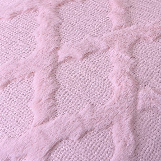 Set of 2 Soft Moroccan Throw Pillow Covers 16x16 Inch Plush Boho Decorative Pillow Cover Accent Cushion Case for Couch Sofa Bed, Light Pink