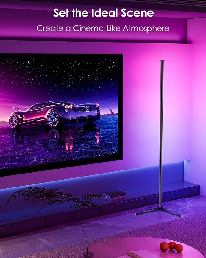 KFM Corner Floor Lamp, 65" Smart RGB LED Corner Lamp with App & Remote Control, 16M Colors,300+ Modes, Music Sync & Timer, Modern Mood Light for Living Room, Gaming Room & Bedroom (2)