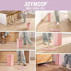 JOYMOOP Flat Mop, Microfiber Mops for Floor Cleaning, 60" Long Handle with Flexible 13" Flat Head, Pink