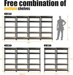 PrimeZone Storage Shelves 4 Packs 5 Tier Adjustable Garage Storage Shelving, Heavy Duty Metal Storage Utility Rack Shelf Unit for Warehouse Pantry Closet Kitchen, 35.5" x 15.75" x 71", Black