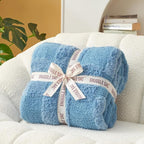 Snuggle Sac Faux Fur Checkered Blanket Twin Size with Soft Knitted Microfiber Fabric,Cozy Soft Warm Blanket for Sofa Bedroom Living Room,Solid Blue,60x80 inches