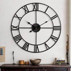 1st owned Large Wall Clock, Metal Retro Roman Numeral Clock, Modern Round Silent Wall Clocks, Easy to Read for Living Room/Home/Kitchen/Bedroom/Office/School Decor (Black, 32 Inch)