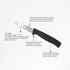 MATTSTONE HILL Kitchen Paring Knife - 3 Inch, Slim Blade, Premium Stainless Steel, Semi Soft Black Handle