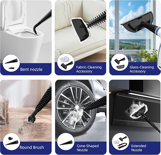 Steam Cleaner, Handheld Steam Cleaner for Home, Pressurized Steamer for Cleaning Carpet, Floor, Upholstery and Car, 13ft Extra-long Power Cord & 11 Multi-Purpose Accessories