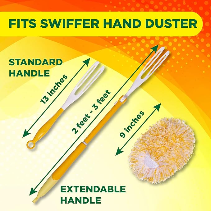 Microfiber Reusable Refills for Swiffer Hand Duster, 360 Degree Dry Duster Heavy Duty Refills, 4-Pack (Handle is Not Included) Air Dry Only