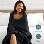 Bare Home Polar Fleece Blanket - Full/Queen - Black - Warm & Cozy - Premium Fleece - Throw for Bed, Sofa, Camping, Travel and Cold Nights - Lightweight Blanket (Full/Queen, Black)