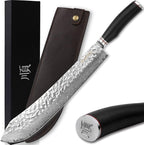 YOUSUNLONG Breaking Knife -14 Inch Extra Long Blade - Super Bull Nose Butcher Knife - Japanese Damascus High Carbon Stainless Steel -Razor Sharp Blade - Ergonomic Ebony Handle With Sheath