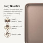 HAPPIELS Nonstick 9x13 inch Quarter Baking Sheet Set of 2 | PFOA & BPA Free Non Toxic 13x9 inches Cookie Sheets | Best Non stick Cooking Pans, Small Tray for Toaster Oven | Nontoxic Baking Pan 9 x 13