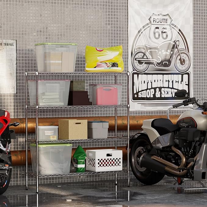 14" Deep x 48" Wide x 54" Height Wire Shelving Kit | 4-Tier | NSF Commercial Storage Rack Unit