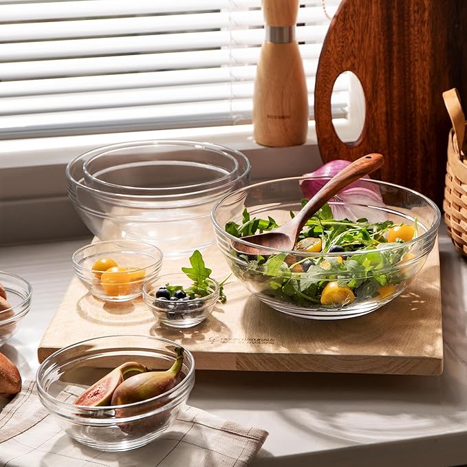 Sweejar 5.5 inch Glass Soup Bowls Set, 20 oz Cereal Bowls, Bowls Set for Cereal Soup Salad Pasta Rice Oatmeal, 9 pack