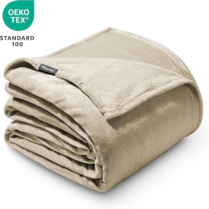 Bare Home Fleece Blanket - Giant Size - Ultra-Soft Lightweight for Bed, Sofa, and Couch - Luxury Microplush - Cozy Warm Blanket (Giant, Oyster)