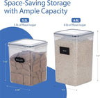 Chef's Path Large Airtight Food Storage Containers with Lids, Pack of 6, 3pcs 6.5L and 3pcs 5.2L, Kitchen and Pantry Canisters for Sugar, Flour, and Baking Supplies - Transparent