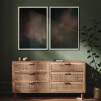 SIGNFORD Framed Canvas Print Wall Art Set Moody Dark Abstract Earth Tones Illustration Modern Art Decorative Nordic Nature for Living Room, Bedroom, Office - 24"x36"x2 White