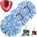 Mop Head Replacement for OCeda RinseClean 2 Tank System, Microfiber Mop Refills Include 3 Cedar Spin Mop Replace Heads, 1 Extra Mop Replacement Base