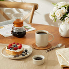 Sweese Stackable Coffee Mugs - 10 Oz Porcelain Cups for Specialty Coffee Drinks, Cappuccino, Cafe Mocha, Latte and tea, Set of 4, White Grey