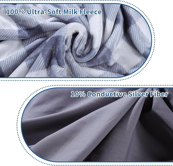 Grounding Blanket, Grounding Throw Blanket for Improved Sleep, Pain Relief, Energy, Inflammation, Earth Connected Blanket, Super Cozy Milk Fleece Fabric, 50x60 Inch