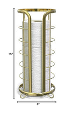BROOKSTONE, Gold Toilet Paper Holder, Freestanding Bathroom Tissue Organizer, Minimalistic Storage Solution, Modern & Stylish Design [Holds MEGA Rolls]