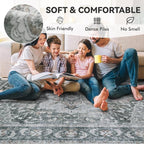 Grey Large 9x12 Area Rugs for Living Room Rug Bedroom Rug-Carpet Washable Neutral Vintage Dining Room Rugs for Under Table Soft Comfortable Non Slip