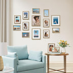 Vittanly 15 Pack Picture Frames Collage Wall Decor, Multi Sizes Including 3pcs 8x10, 6pcs 5x7 and 6pcs 4x6 Photo Frames, Gallery Frame Set for Wall or Tabletop Display, Light Wood